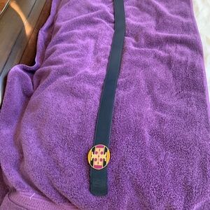 Tory Burch Navy Blue/Purple Reversible Leather Belt sz M